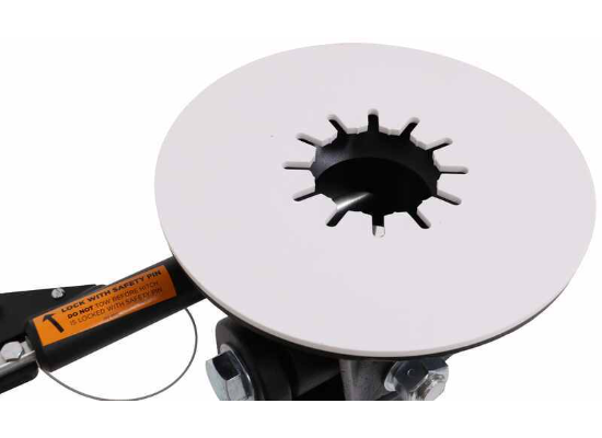 Blue Ox BXR9004 White 5th Wheel Lube Plate Installed on 5th Wheel Hitch - In-Use Detail | United RV Parts