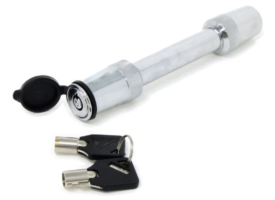 Chrome Steel Blue Ox BX8858 Class III Hitch Lock with Two Keys - Side View | United RV Parts