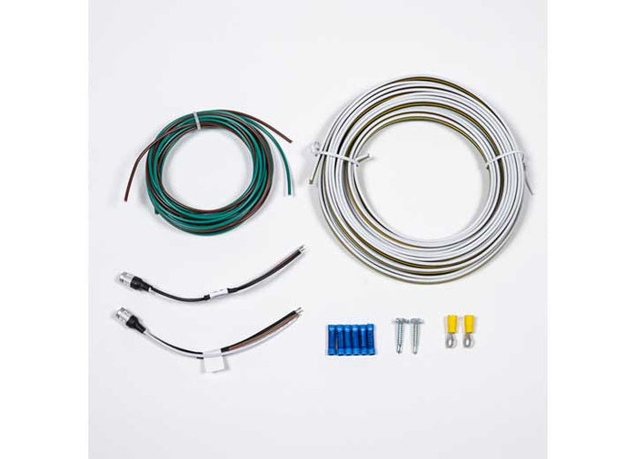 Blue Ox BX88267 Red LED Tail Light Wiring Kit - White and Green Wire Coils with LED Sockets Flat Lay | United RV Parts