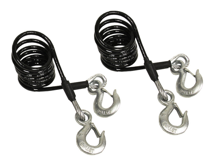 Blue Ox BX88197 Black Plastic Coated Safety Cables Kit Pair - Front View | United RV Parts