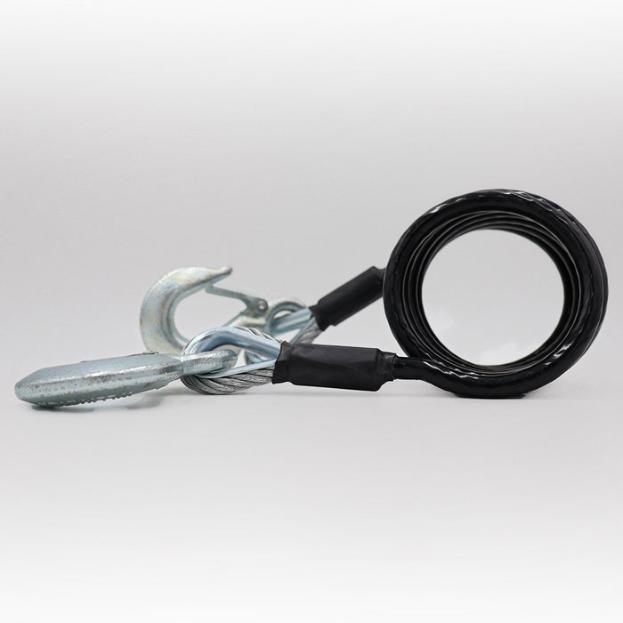 Blue Ox BX88197 Tow Safety Cable Single Hook End Close-Up - Side View | United RV Parts