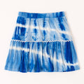 Blue Tie Dye Crochet Trim Skirt