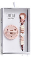 Blush Heart Pacifier Clip Set
