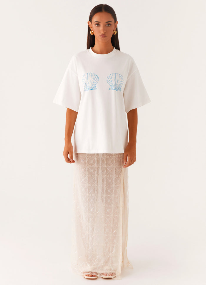 Born To Have Fun Oversized Graphic Tee - Blue Shell