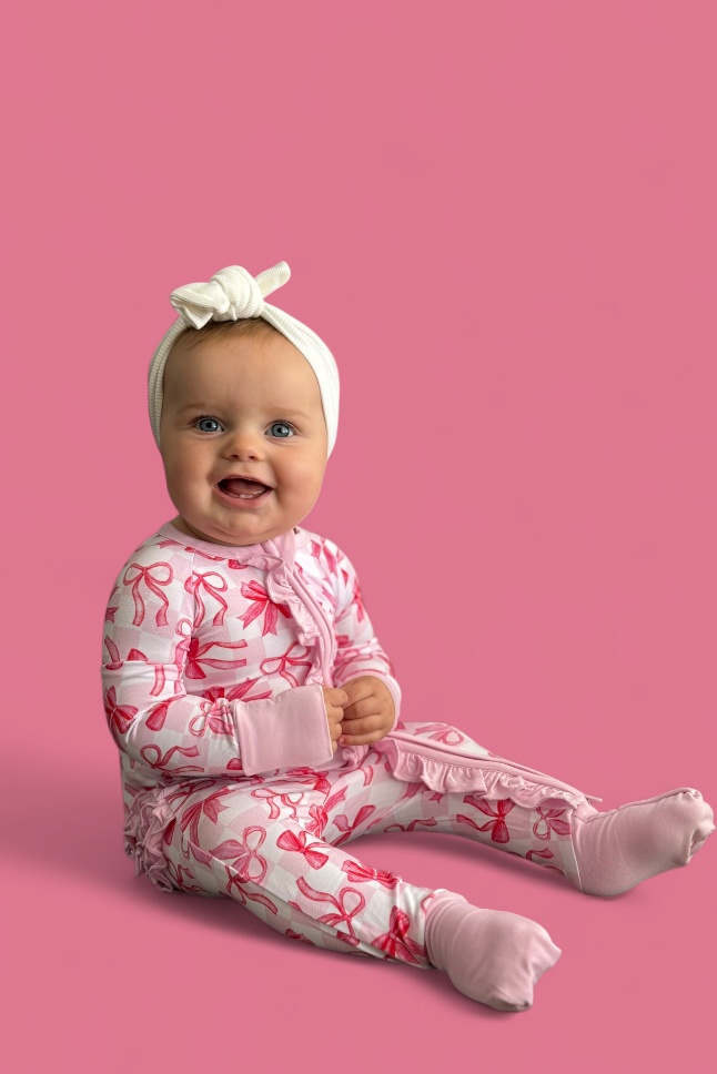 Bow Checkered Charm Dream Ruffle Romper