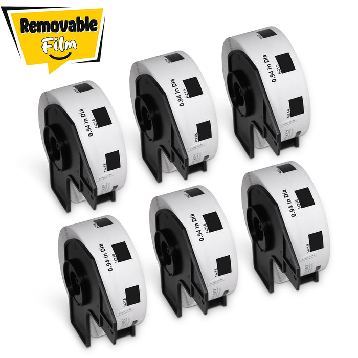 Brother DK-1218 Removable Film Round Labels 0.94 in Dia