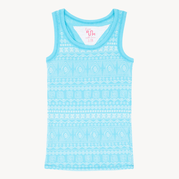 Button Blue Burnout Tank