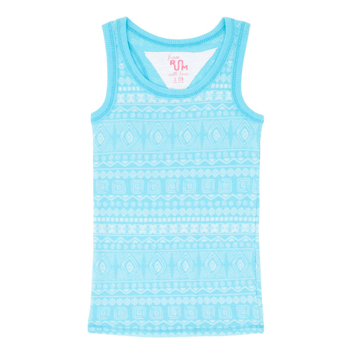 Button Blue Burnout Tank