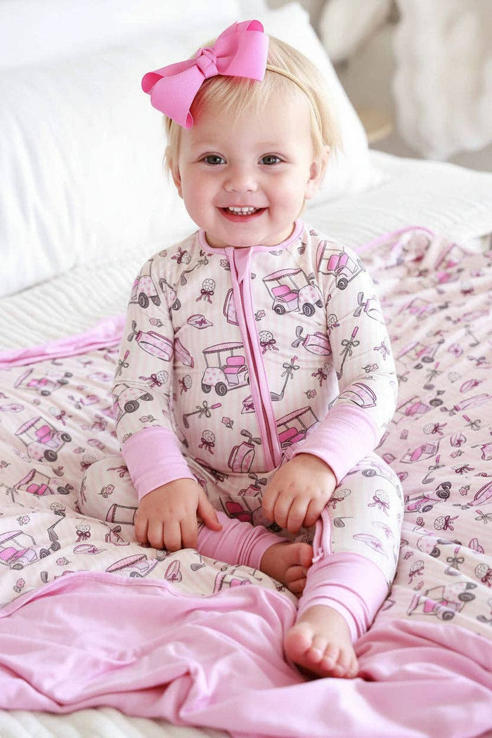 Caddie Crew Pink Convertible Bamboo Zip Romper