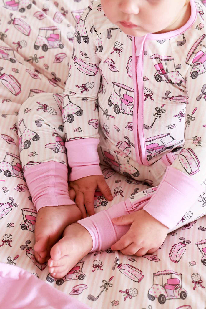 Caddie Crew Pink Convertible Bamboo Zip Romper