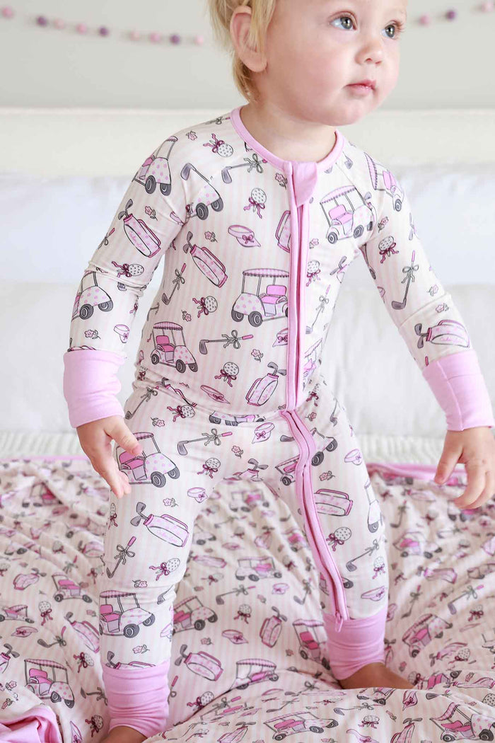 Caddie Crew Pink Convertible Bamboo Zip Romper