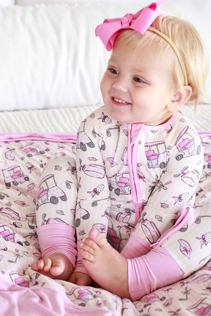 Caddie Crew Pink Convertible Bamboo Zip Romper