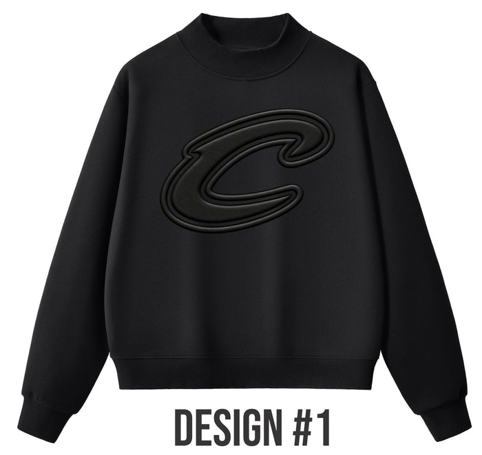 Calvary 3D Black Puff Mock Neck Sweatshirt