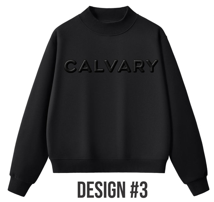 Calvary 3D Black Puff Mock Neck Sweatshirt