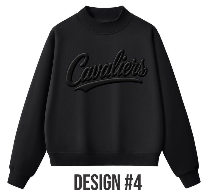 Calvary 3D Black Puff Mock Neck Sweatshirt