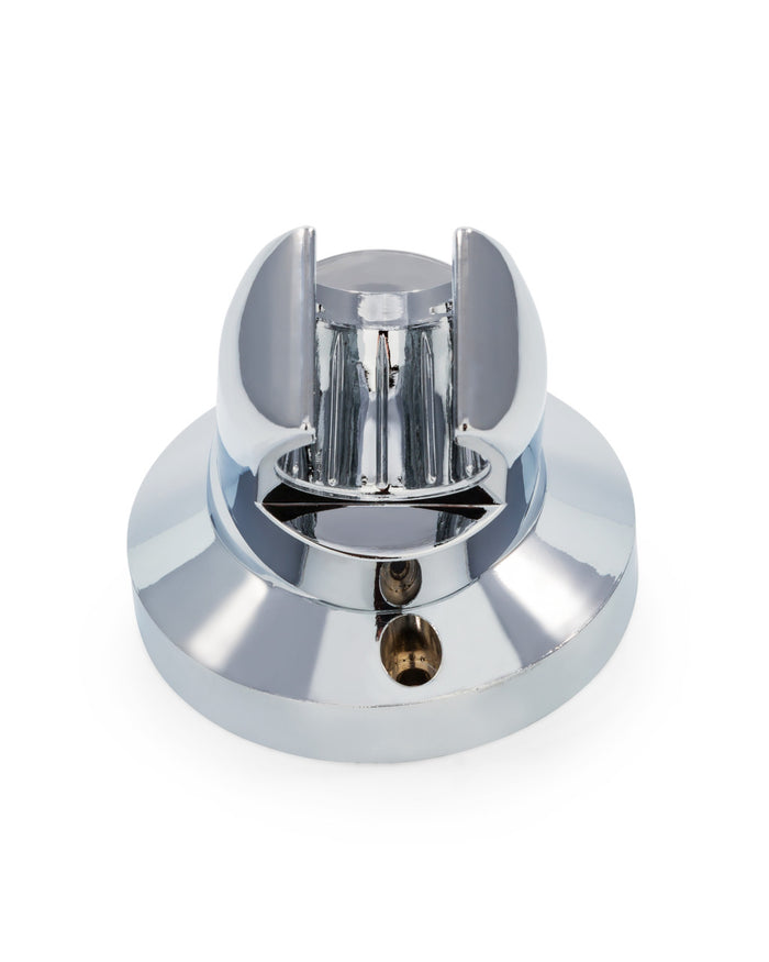 Chrome Camco Adjustable Shower Head Mount - Top-Down Detail View Showing Pivot Mechanism | United RV Parts