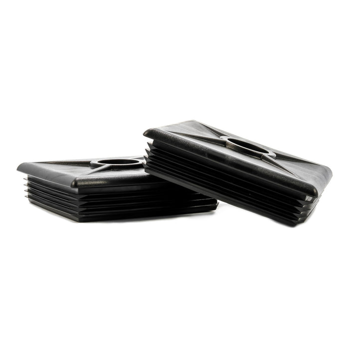 Black Plastic RV Bumper Caps 2-Pack Side Profile Showing Ribbed Edges - Camco 40303 | United RV Parts