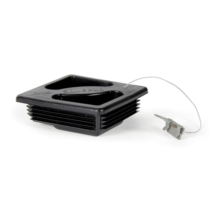 Black Camco Bumper Cap 40324 Side Profile with Cable | United RV Parts