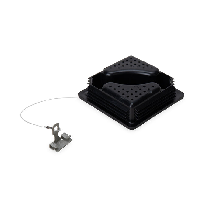 Black RV Bumper Cap with Metal Saver Cable Perspective View | United RV Parts