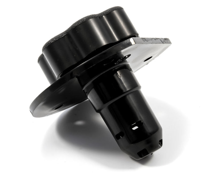 Camco Quickie Flush Black Plastic Multi-Directional Spray Head with Mounting Flange - Angle View | United RV Parts