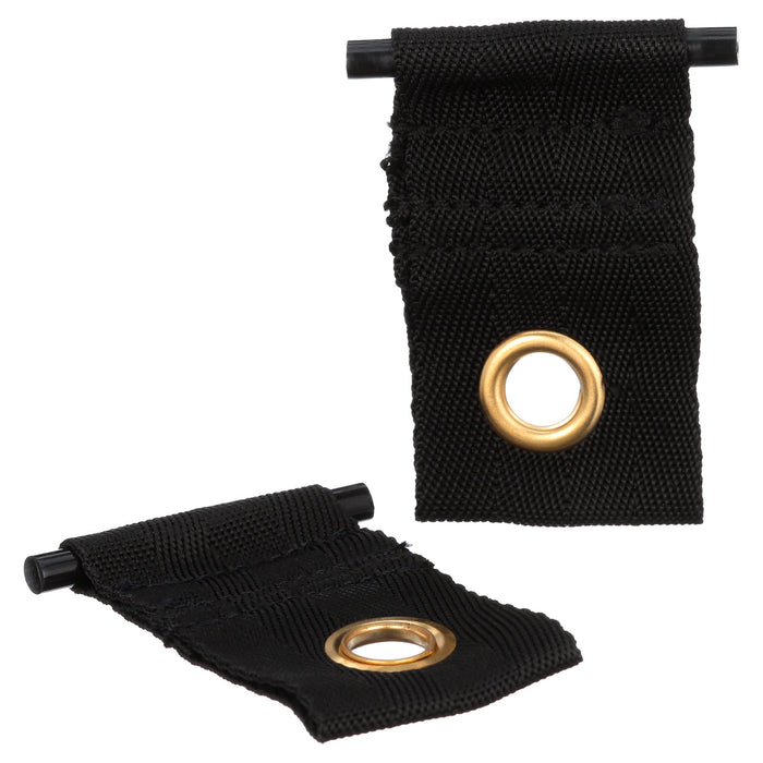 Black Nylon Fabric Party Light Holders with Gold Brass Grommets - Front and Angle View | United RV Parts