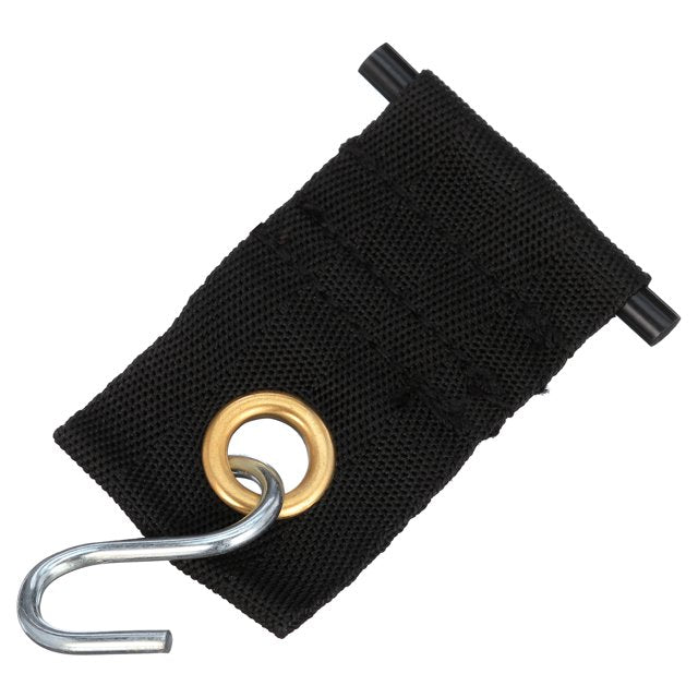 Black Fabric RV Awning Party Light Holder with Brass Grommet and S-Hook Attached - Close-Up | United RV Parts