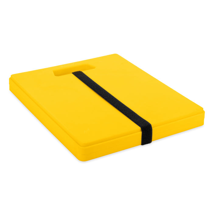 Yellow Plastic Jack Pad with Storage Strap - Side Angle | United RV Parts