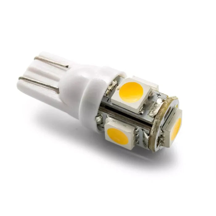 White T10 Wedge LED Replacement Bulb 54621 with 5 SMD Chips - Angled View | United RV Parts