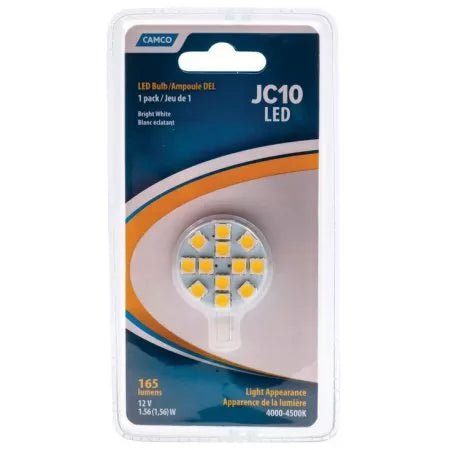 Camco JC10 LED Replacement Bulb 165lm Bright White 12V - Packaging Front | United RV Parts