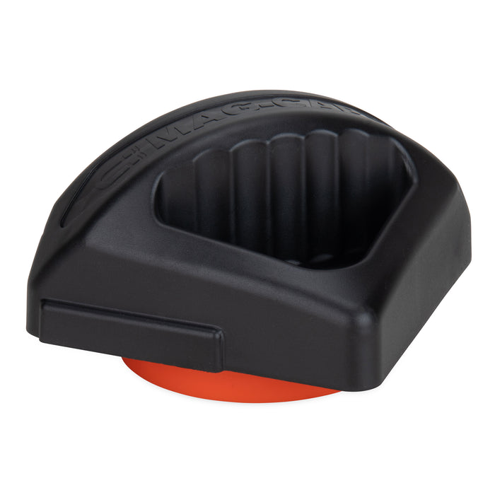 Black Camco Magnetic RV Bumper Cap with Orange Base - Three-Quarter View | United RV Parts