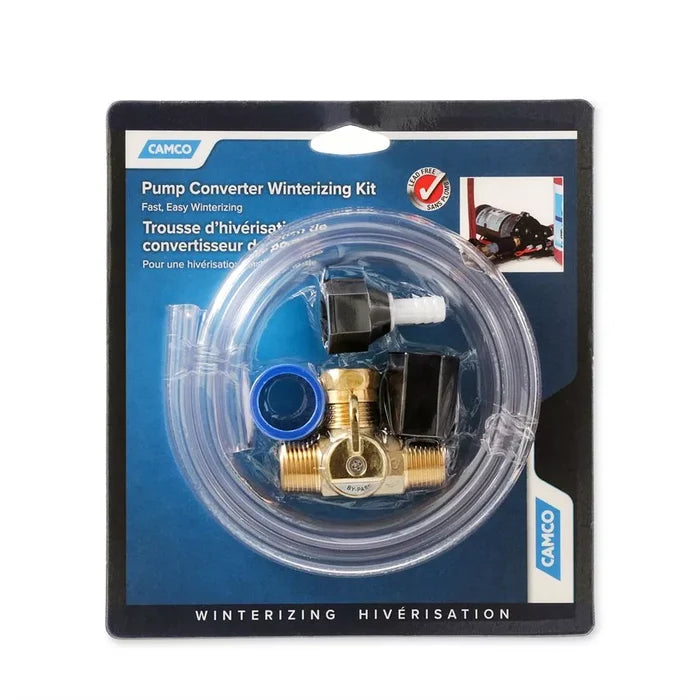 Camco Pump Converter Winterizing Kit 36543 with brass valve, siphon hose and adapters - Front View | United RV Parts