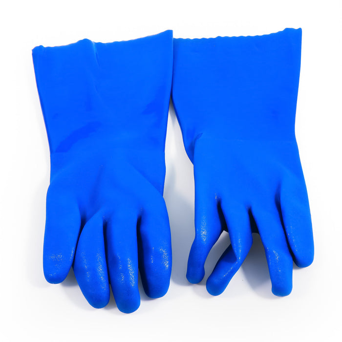 Blue Rubber RV Sanitation Gloves - Flat Layout Pair | United RV Parts