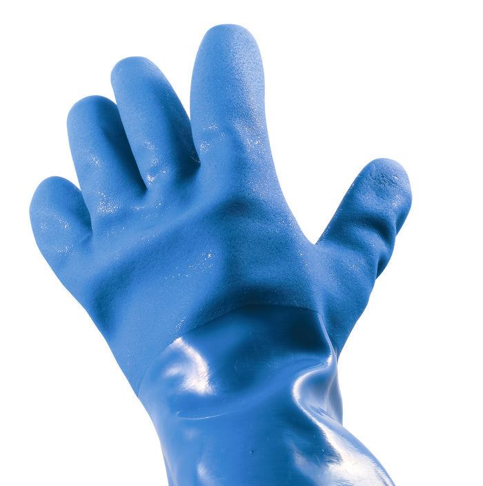 Blue Rubber RV Sanitation Gloves - Palm View Detail | United RV Parts