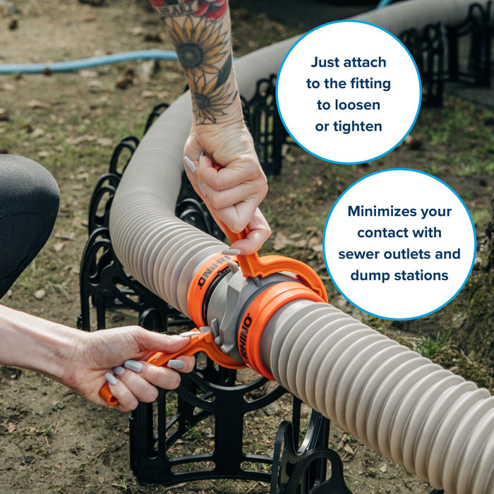 Orange RV Sewer Hose Wrenches - Mid-Connection Setup | United RV Parts