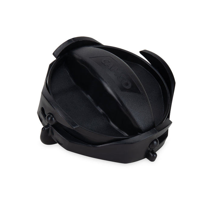Black Camco Sewer Hose Cap - Closed Lug Connection Detail | United RV Parts