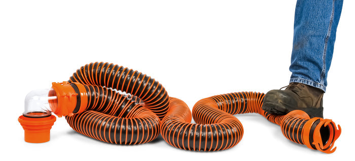 Orange RhinoEXTREME Hose with Clear Elbow - Size Comparison View | United RV Parts