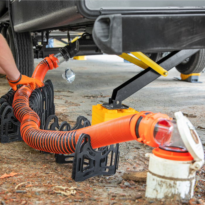 Camco Sewer Hose Kit with RV Support - Installation Scene | United RV Parts