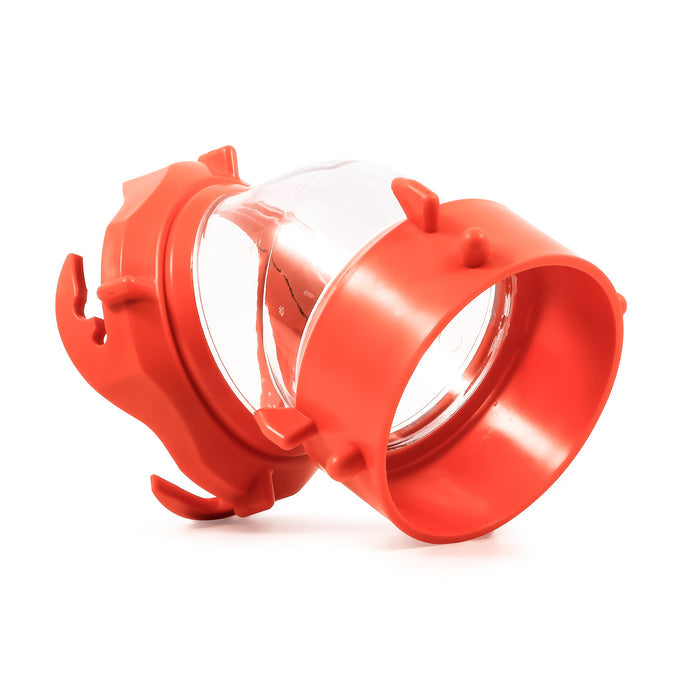 Orange Plastic RhinoFLEX 45-Degree Swivel Sewer Fitting - Side View | United RV Parts
