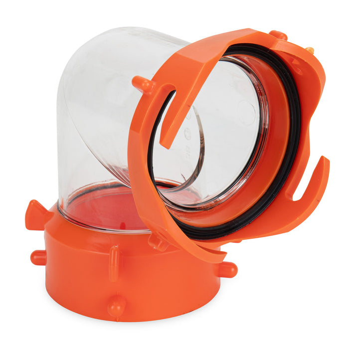 Clear Polyolefin 90 Degree Sewer Hose Fitting - Assembled Side View | United RV Parts