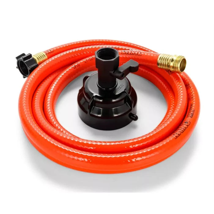 Orange Camco RhinoFLEX Clean Out Hose with Black Rinser Cap - Complete Kit View | United RV Parts
