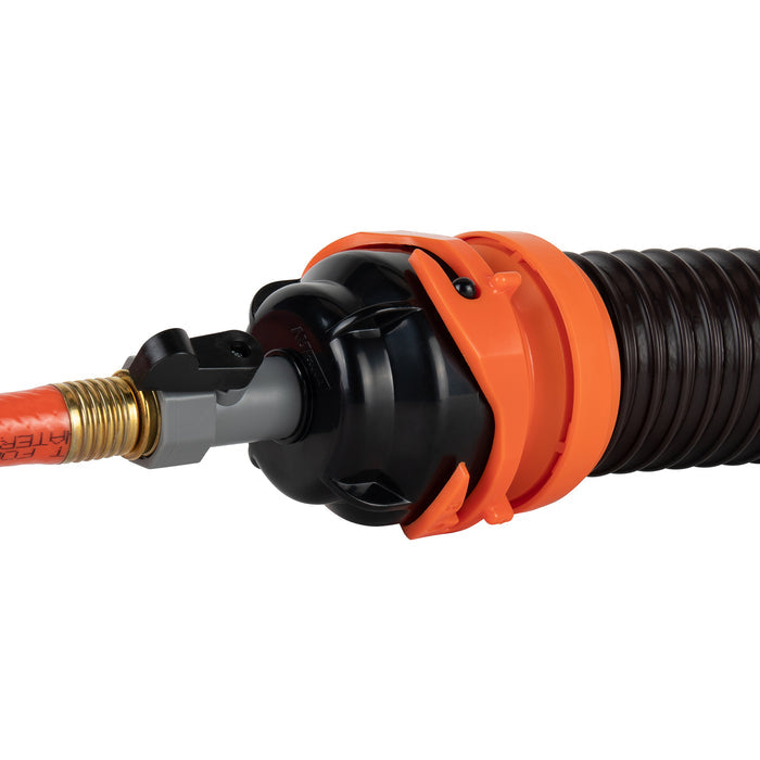 Orange RV Sewer Hose with Black Connection Fittings - Side Connection Detail | United RV Parts