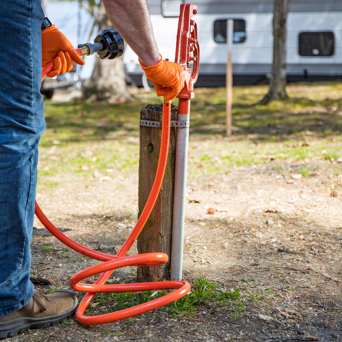 Camco RhinoFLEX Clean Out Hose in Use at RV Campsite - Real-world Application | United RV Parts