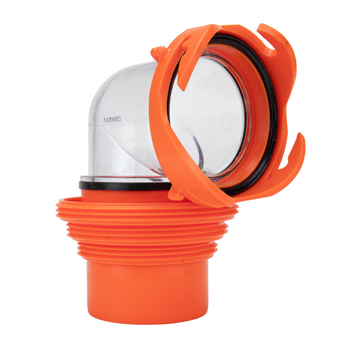 Clear RhinoFLEX Elbow Swivel Bayonet Connection Detail - Close-up | United RV Parts