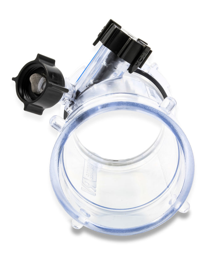 Camco Dual Flush RV Black Water Tank Rinser - Top-Down Angle Showing Inlet Fittings | United RV Parts