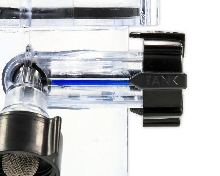 Camco Dual Flush Tank Port Close-Up with Blue Flow Indicator - RV Holding Tank Flush Valve Detail | United RV Parts