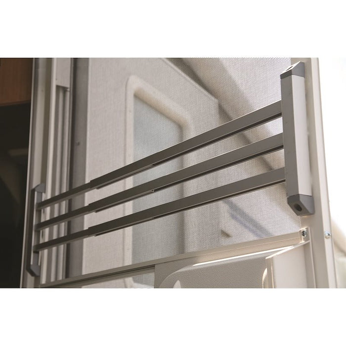 White Aluminum RV Screen Door Push Bar - Installed on Screen Door | United RV Parts
