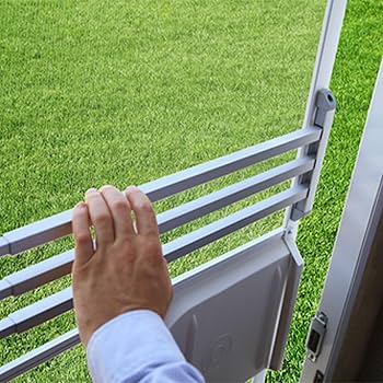 RV Screen Door Push Bar - Hand Pushing White Bars on Screen Door | United RV Parts
