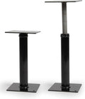 Black Powder-Coated Steel RV Step Brace - Collapsed and Extended Comparison View | United RV Parts
