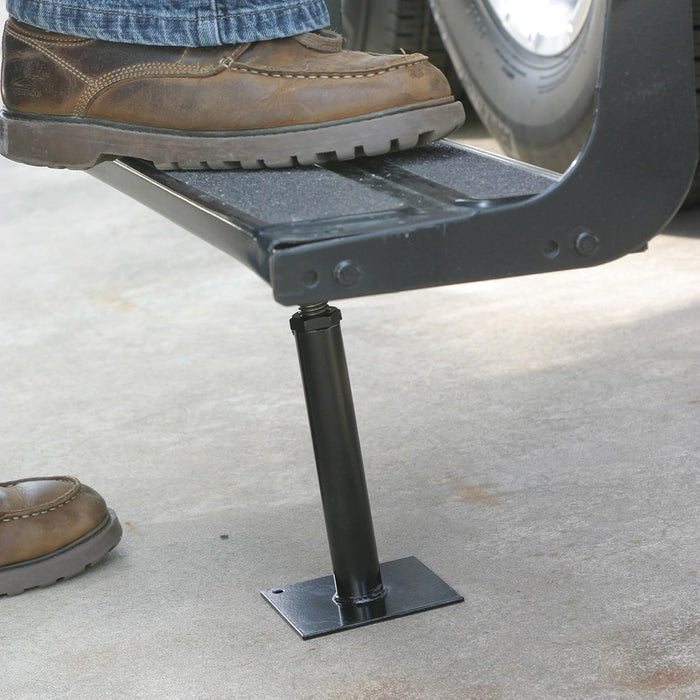 Camco 43691 RV Step Brace Installed Under Entry Step - In-Use Lifestyle View | United RV Parts