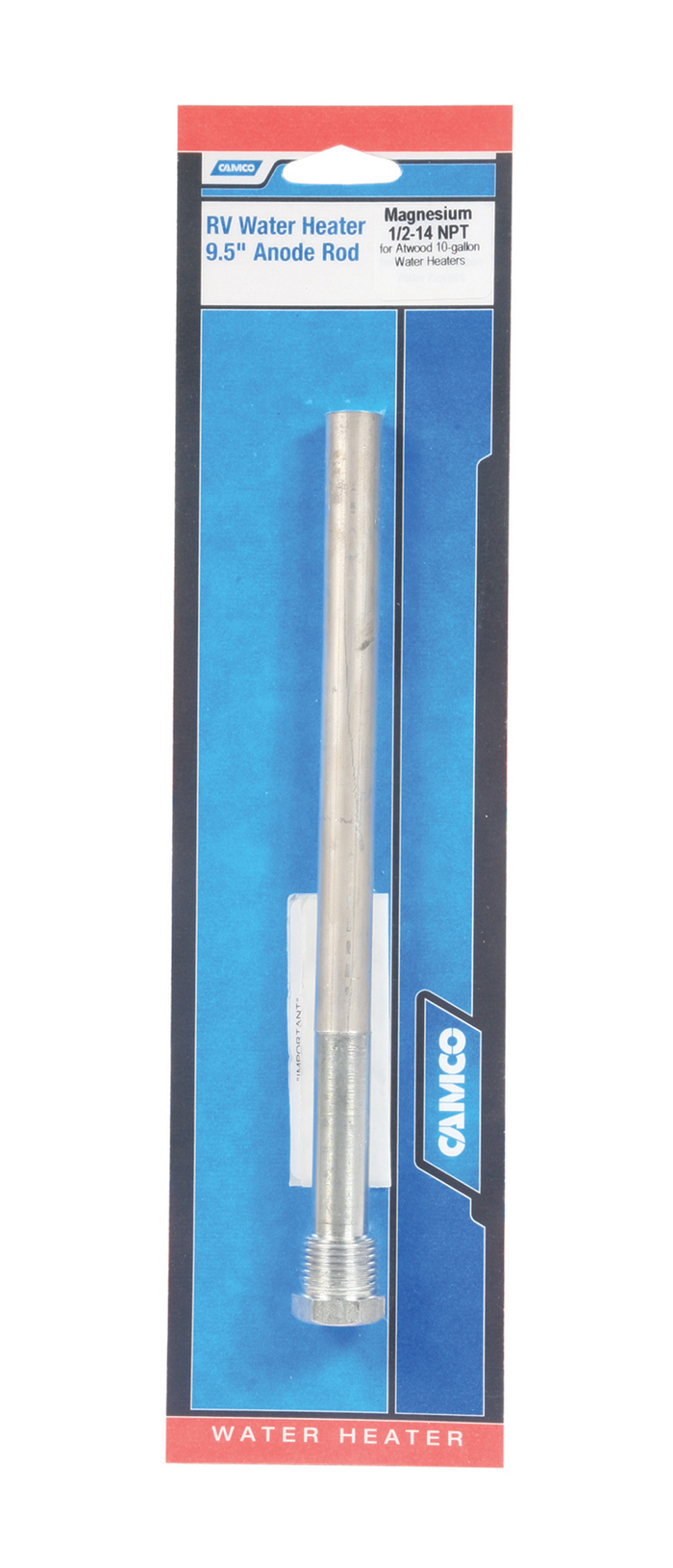 Camco RV Water Heater 9.5" Anode Rod Retail Package - Front View | United RV Parts